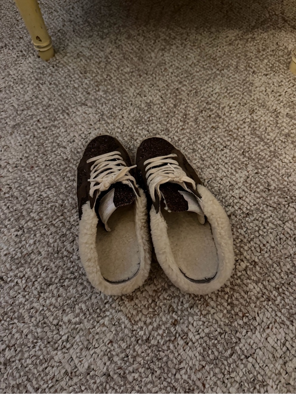 Golden Goose Brown Glitter Shearling-Trim Sneakers - Picture 7 of 8